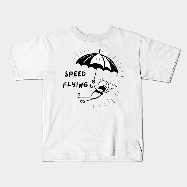 Funny stickman parachutist. Speed flying Kids T-Shirt by Ideas Design